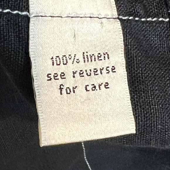 Tyler Boe Black Linen Dress White Stitching Sleeveless A Line with Pockets Sz 14 - Picture 7 of 8